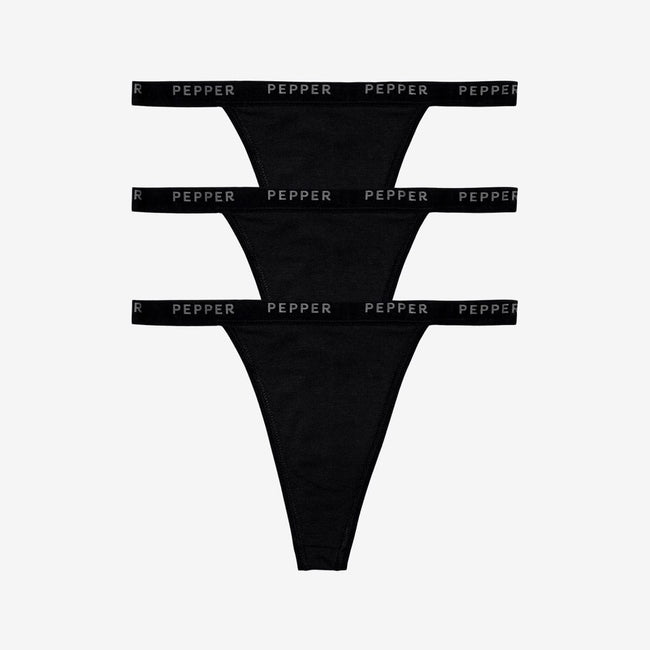 Supima® Cotton String Thong 3 Pack Black