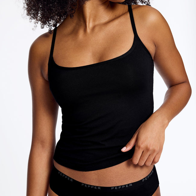 Supima® Cotton Cami Bra Black