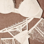 Embroidery Garter Belt Ecru