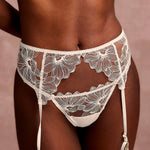 Embroidery Garter Belt Ecru
