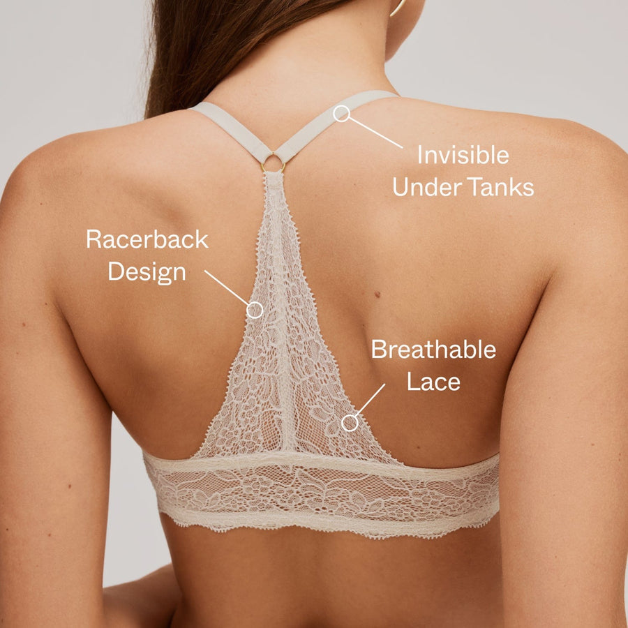 Lace Racerback Lift Up Bra Ecru