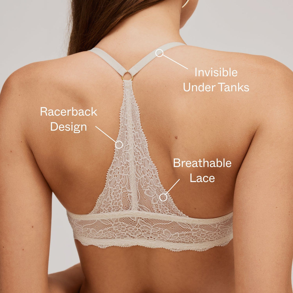 Lace Racerback Lift Up Bra Black