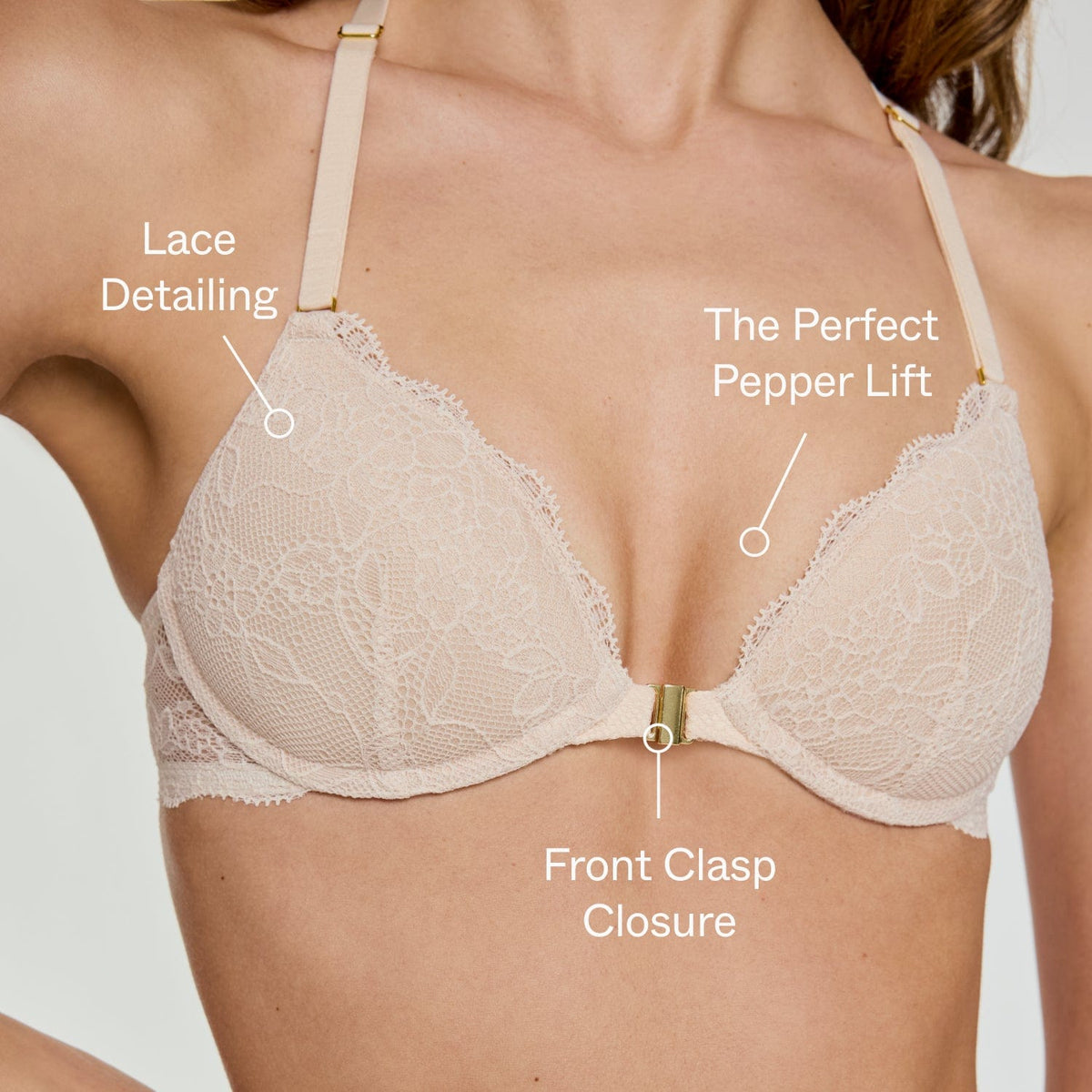Lace Racerback Lift Up Bra Ecru