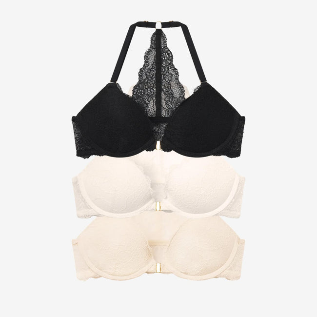 Lace Racerback Lift Up Bra Trio Bundle