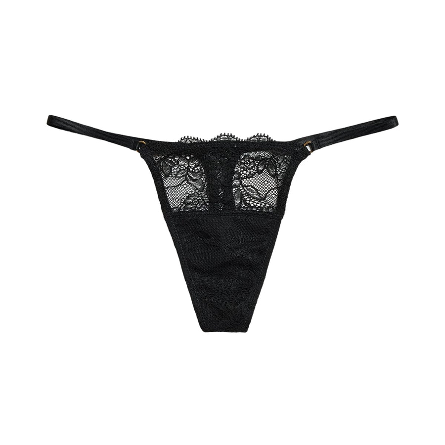 Lace String Thong Black