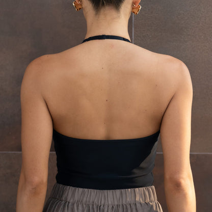 Plunge Halter Top Black