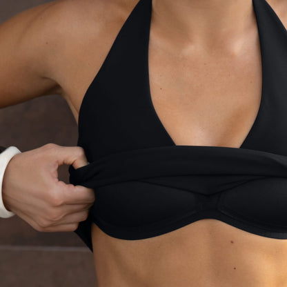 Plunge Halter Top Black