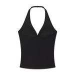 Plunge Halter Top Black