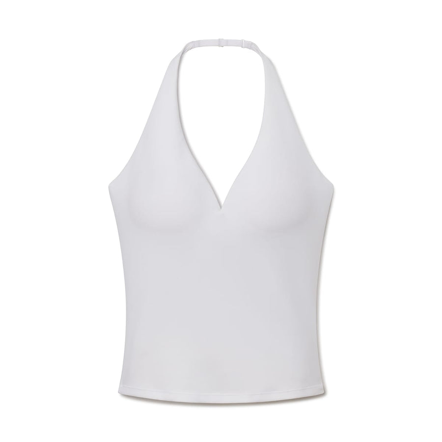 Plunge Halter Top White