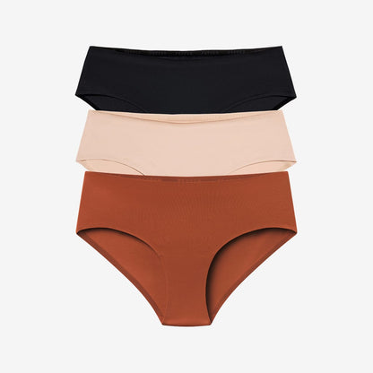 Simply Smooth No Show Hiphugger 3 Pack Terra/Buff/Black
