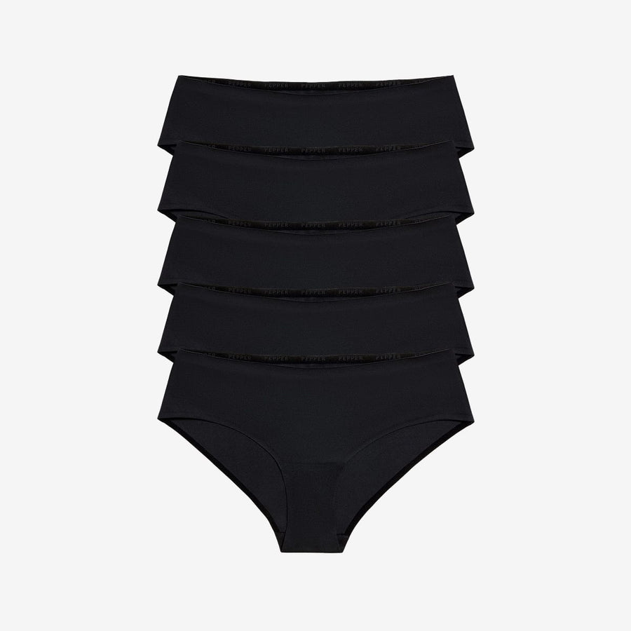 Simply Smooth No Show Hiphugger 5 Pack Black