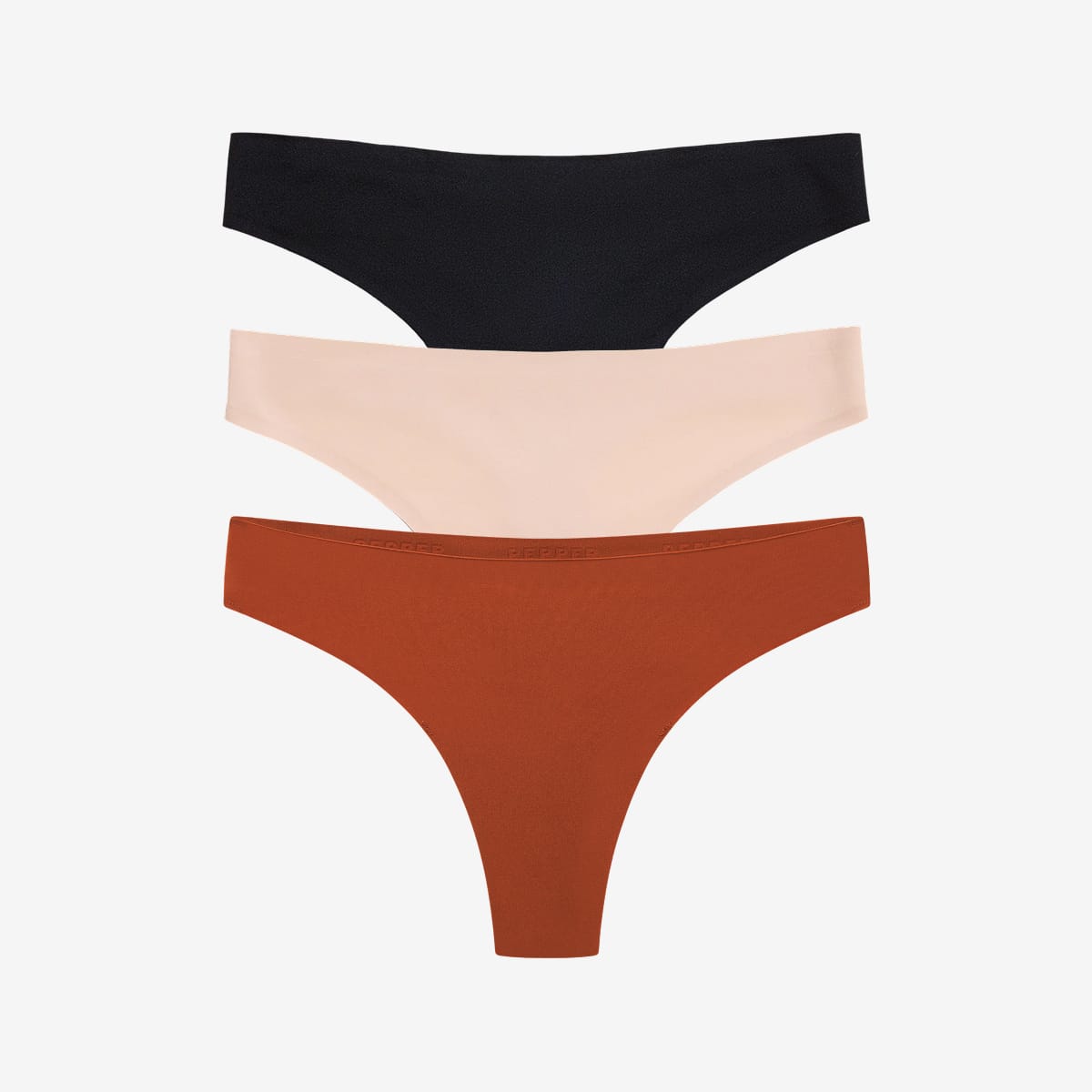 Simply Smooth No Show Thong 3 Pack Terra/Buff/Black