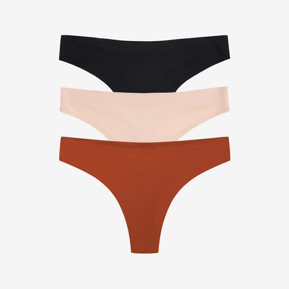 Simply Smooth No Show Thong 3 Pack Terra/Buff/Black