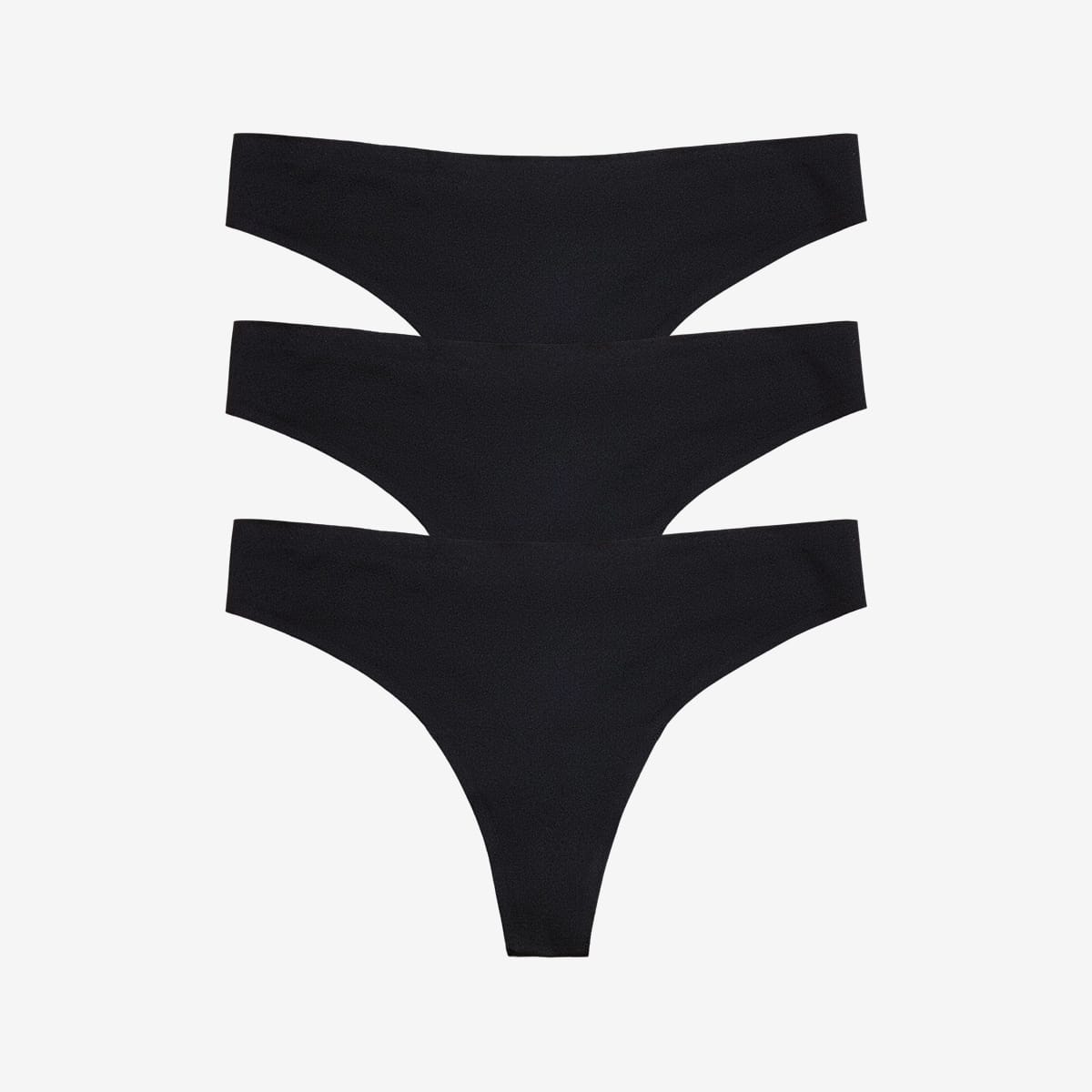 Simply Smooth No Show Thong 3 Pack Black
