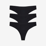 Simply Smooth No Show Thong 3 Pack Black