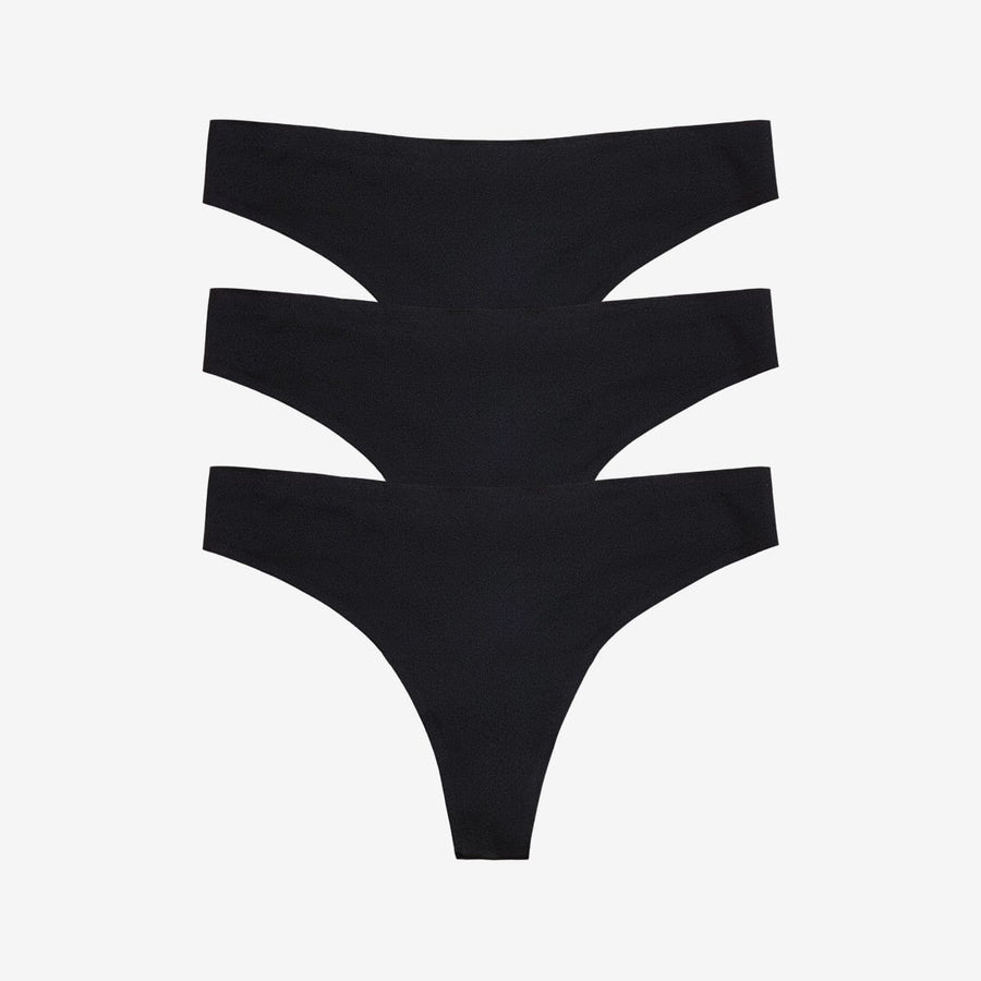 Simply Smooth No Show Thong 3 Pack Black