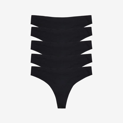Simply Smooth No Show Thong 5 Pack Black
