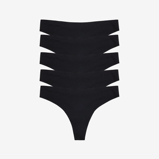 Simply Smooth No Show Thong 5 Pack Black