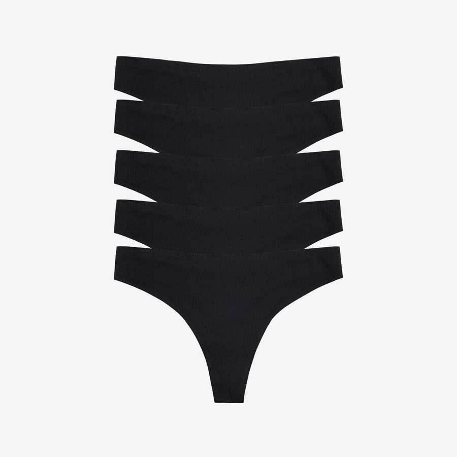 Simply Smooth No Show Thong 5 Pack Black