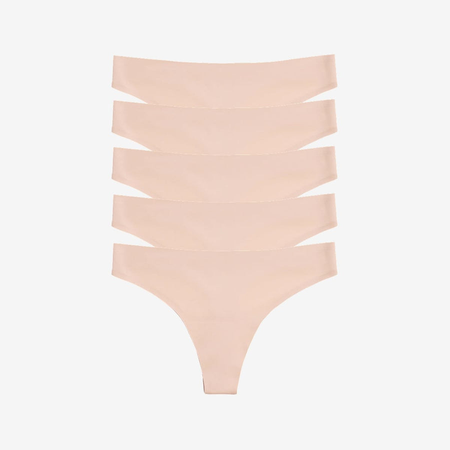 Simply Smooth No Show Thong 5 Pack Buff