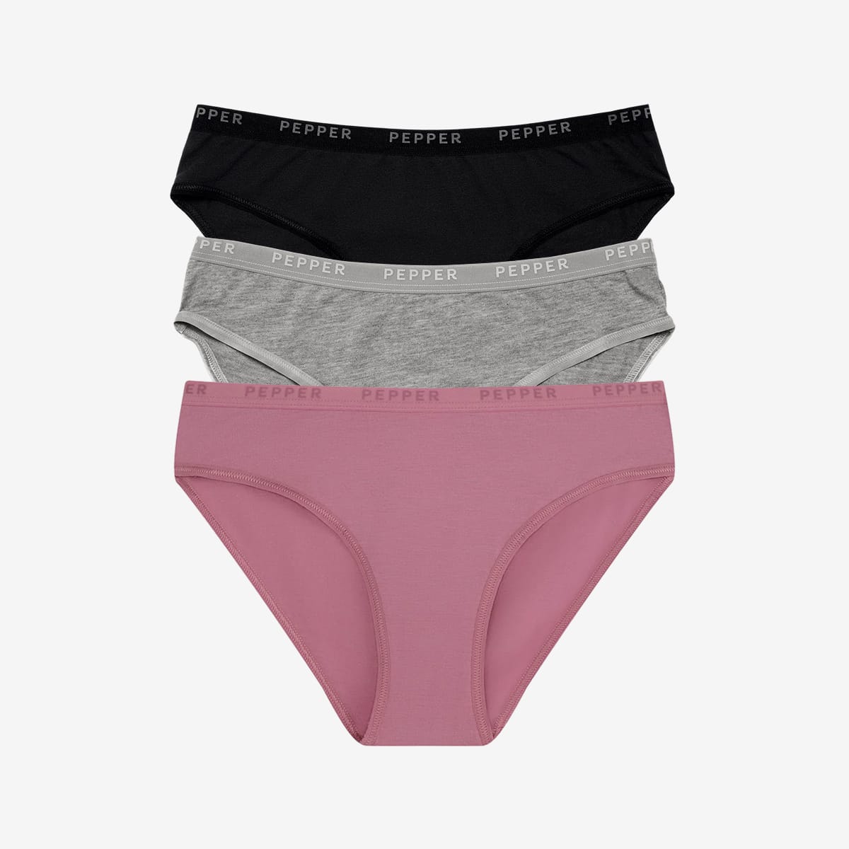Supima® Cotton Bikini 3 Pack Lilas/Heather Grey/Black
