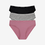 Supima® Cotton Bikini 3 Pack Lilas/Heather Grey/Black
