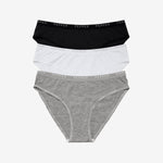 Supima® Cotton Bikini 3 Pack Heather Grey/White/Black