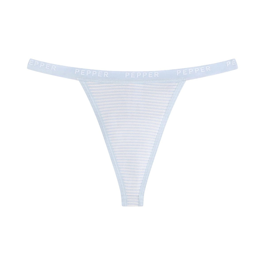 Supima® Cotton String Thong Powder Blue Stripe