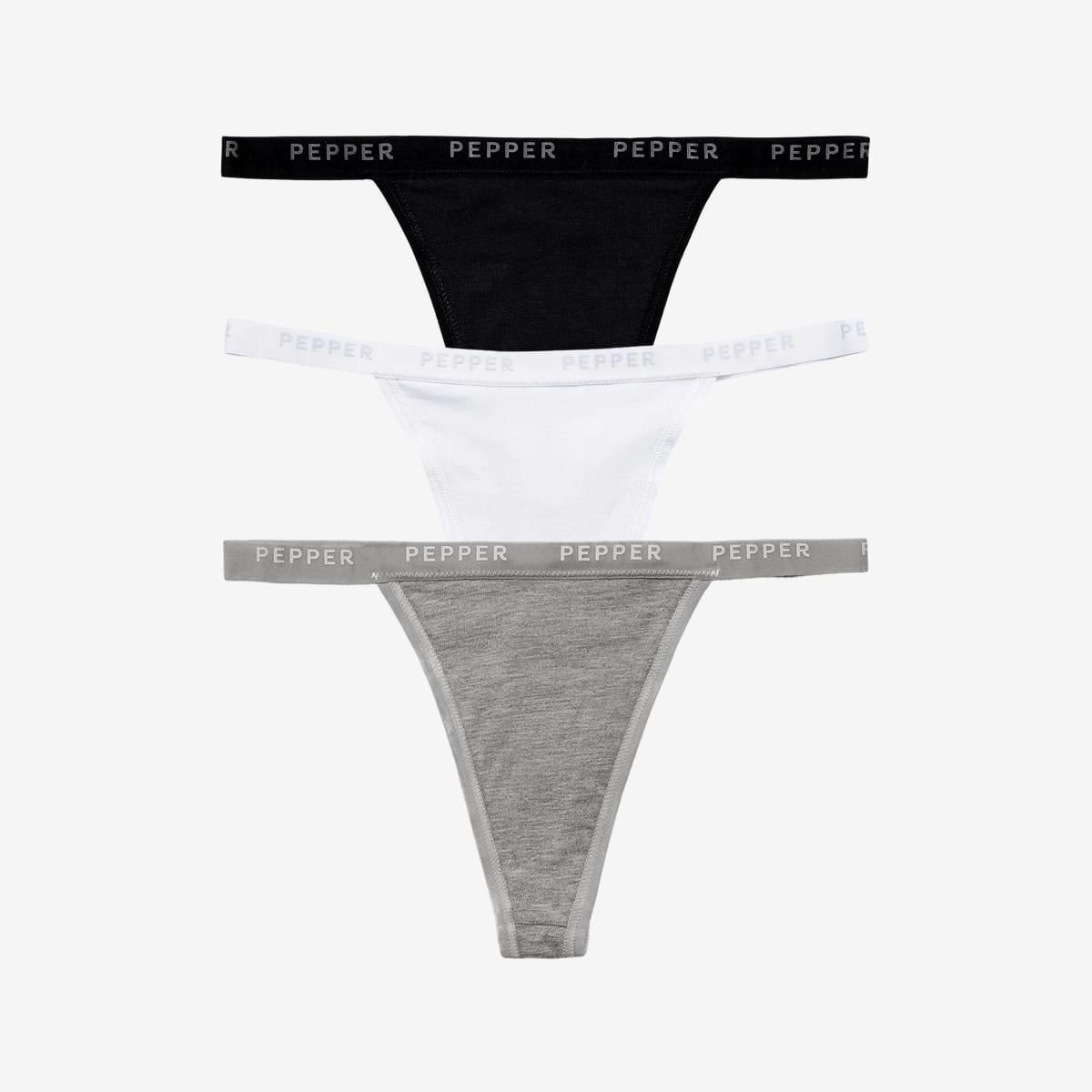Supima® Cotton String Thong 3 Pack Heather Grey/White/Black