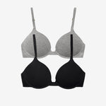Supima® Cotton Lift Up Bra Duo Black/Heather Grey