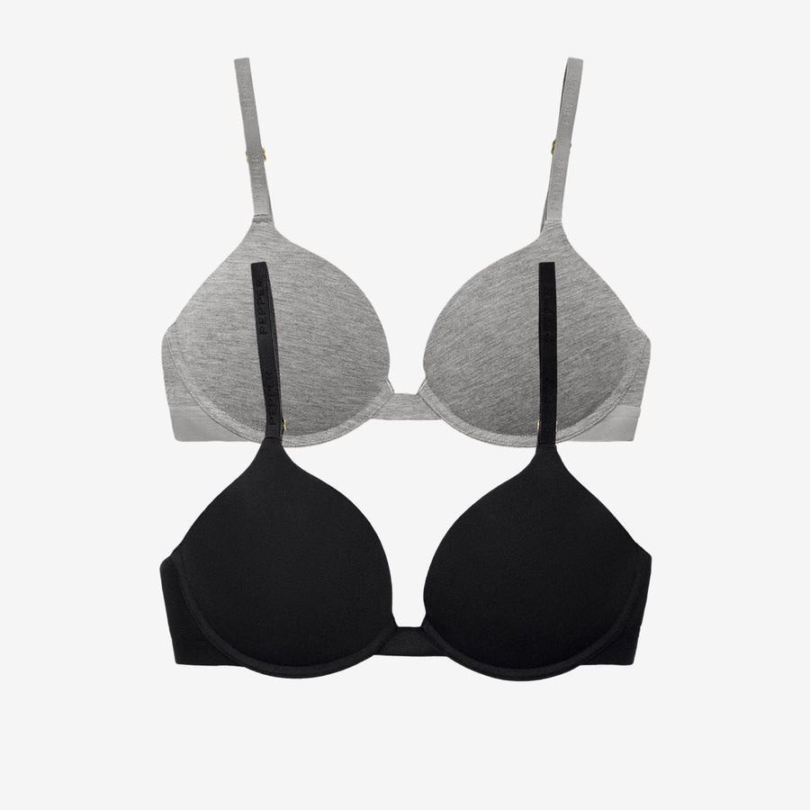 Supima® Cotton Lift Up Bra Duo Black/Heather Grey