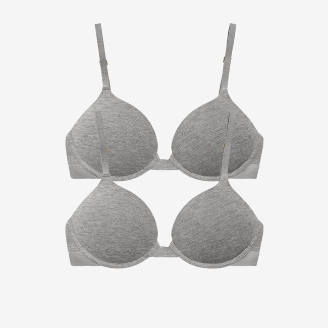 Supima® Cotton Lift Up Bra Duo Heather Grey