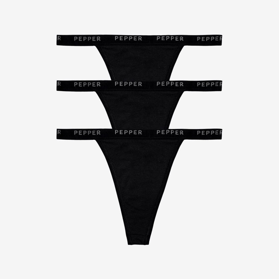 Supima® Cotton String Thong 3 Pack Black