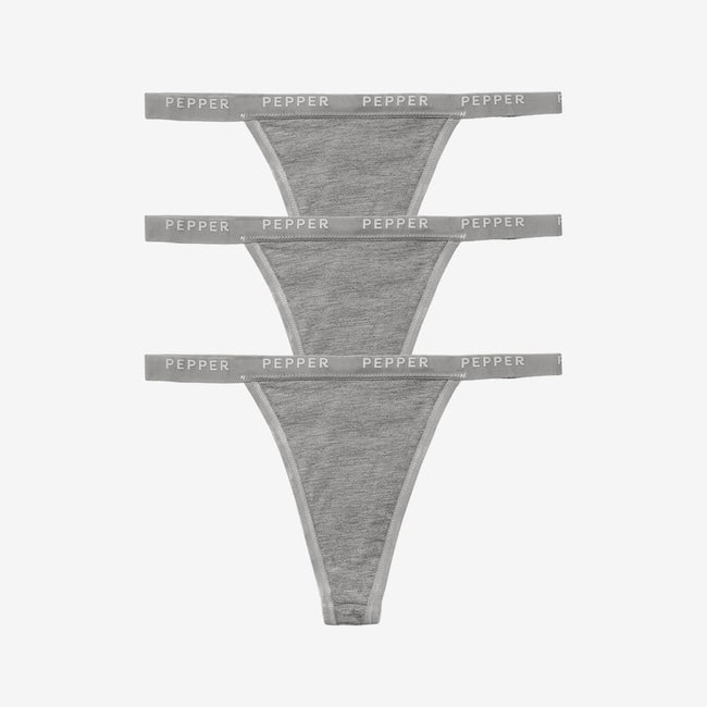 Supima® Cotton String Thong 3 Pack Heather Grey