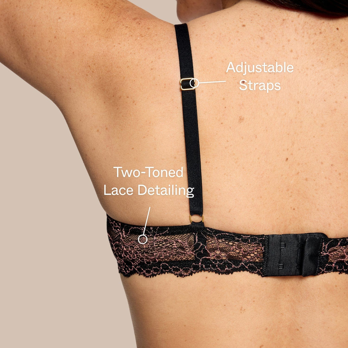 Smooth Lace Lift Up Bra Black Two-Tone