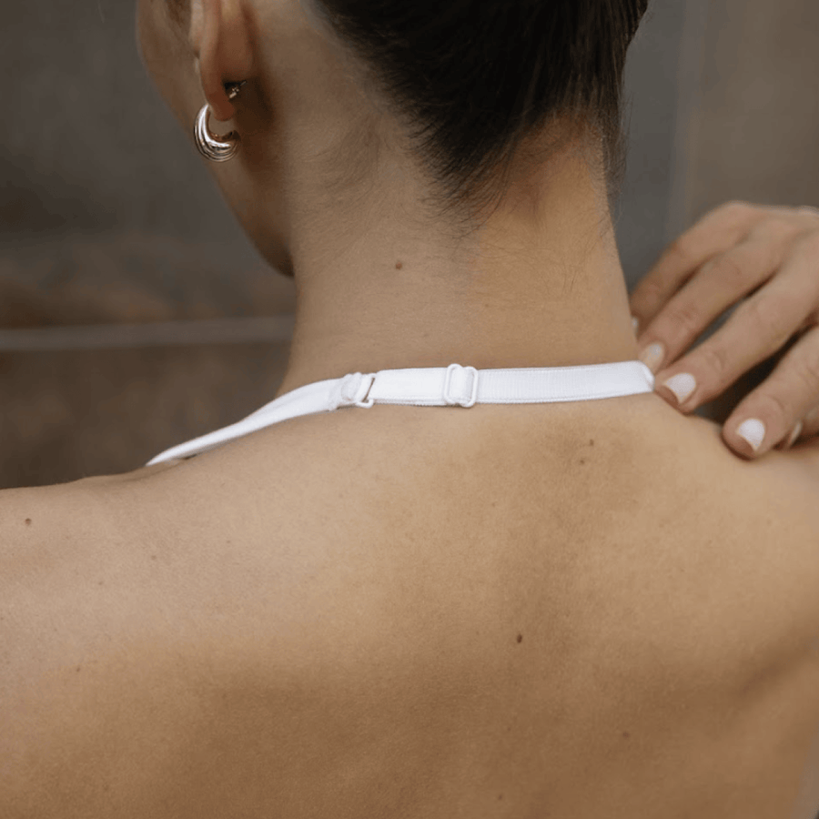 Plunge Halter Top White